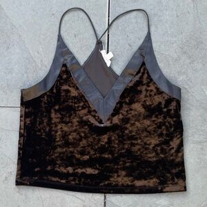 Urban Outfitters SiIence + Noise Black velvet & satin slip cropped camisole Sz S
